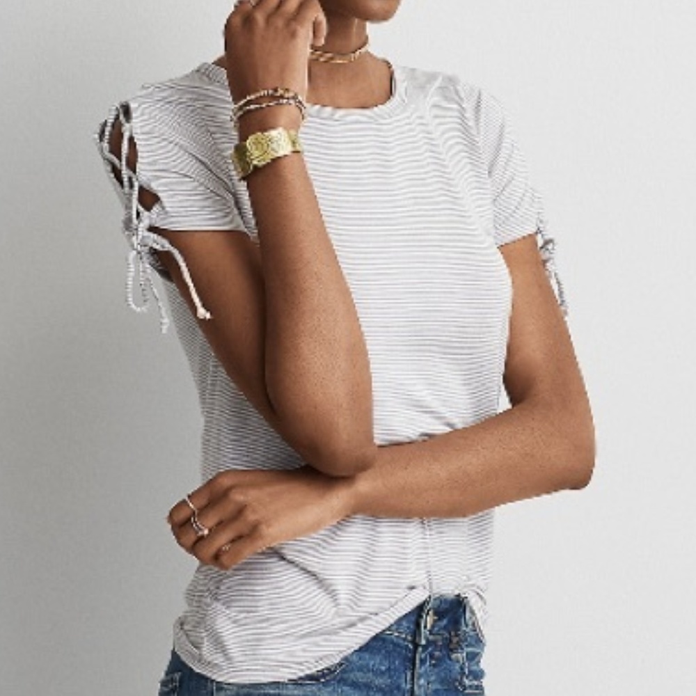 A.E.O Soft & Sexy Striped Scrunch Tie Sleeve Top